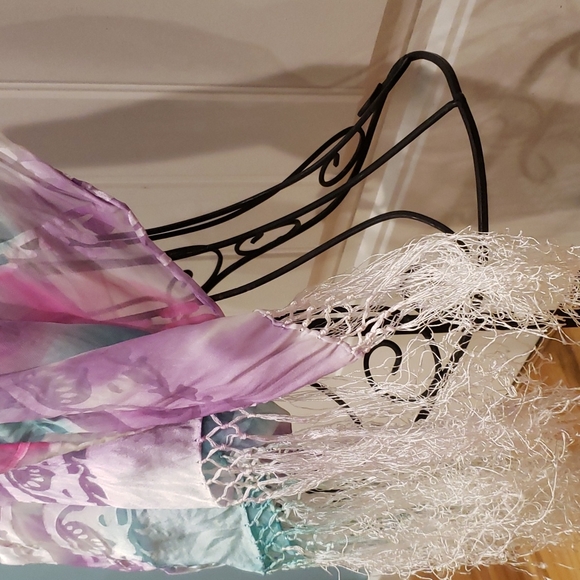 NWT Satin Fringe hand dyed shawl - Picture 5 of 8